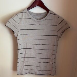 Athleta Light Gray Striped Tee